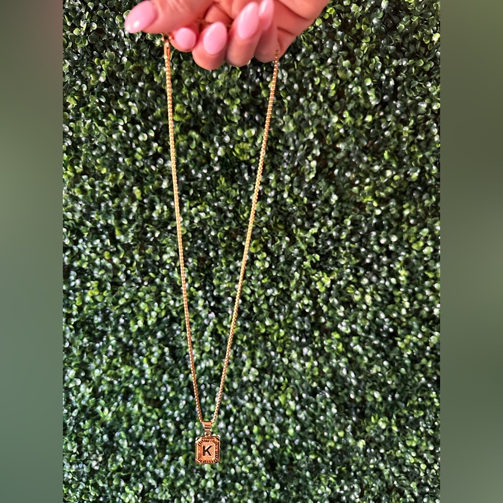 Gold Plated Letter K Pendant on 18.5” Inch Round Chain